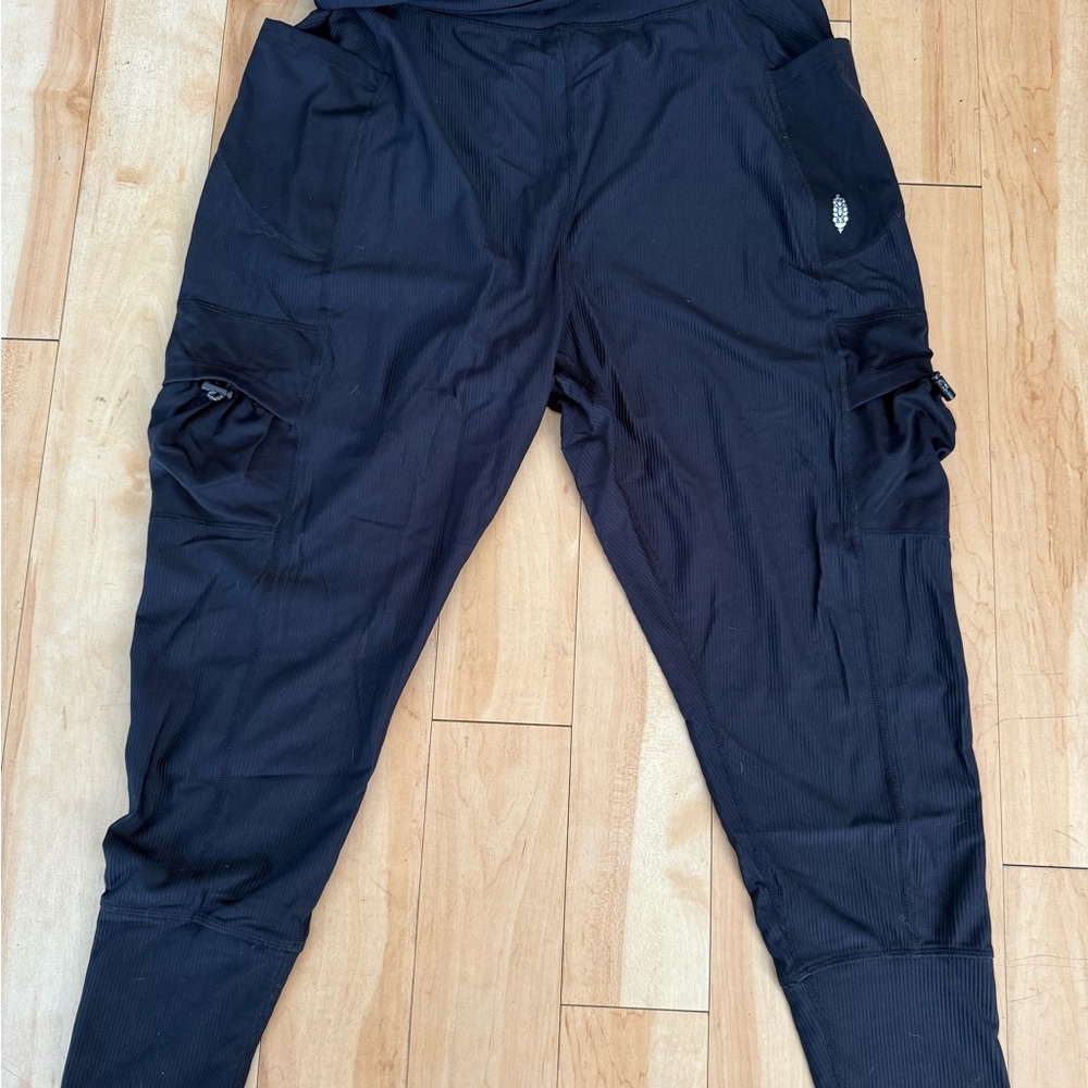Free People Black Cargo Joggers